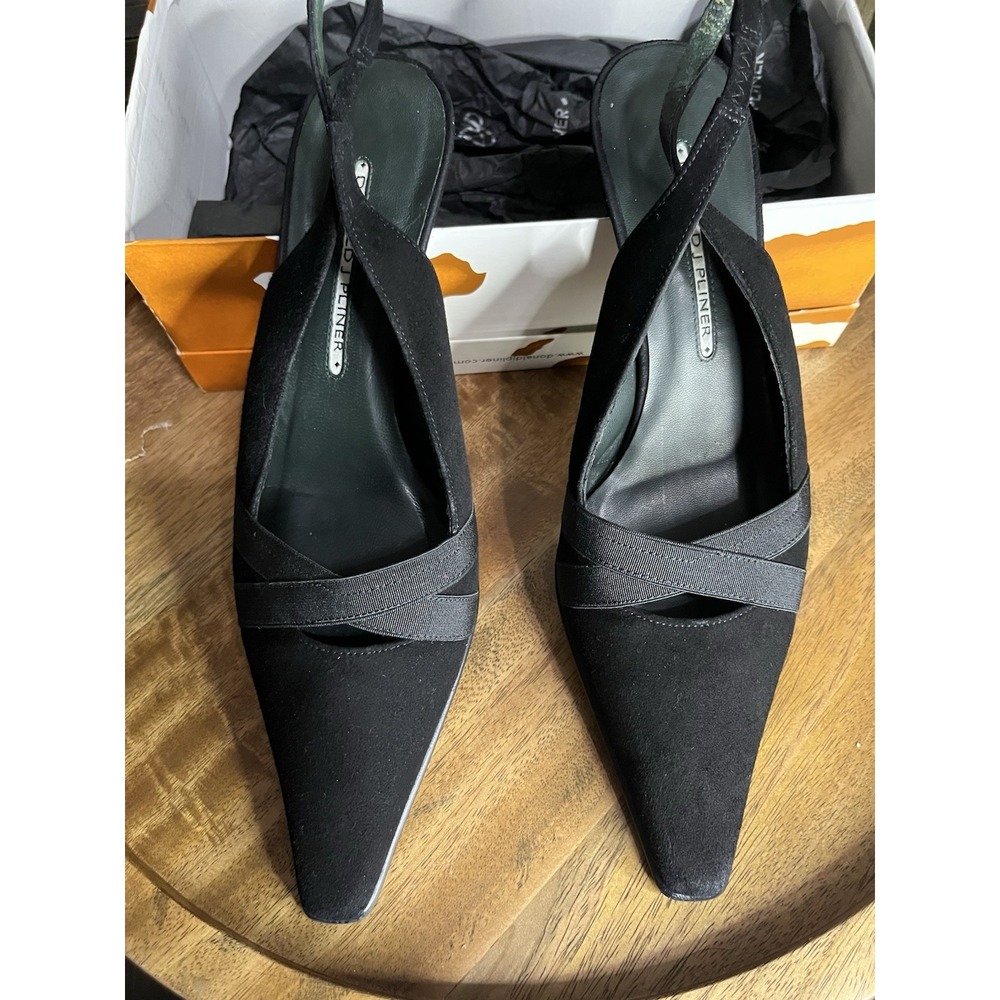 Donald J Pliner Size 9M Black Suede Slingback Heels